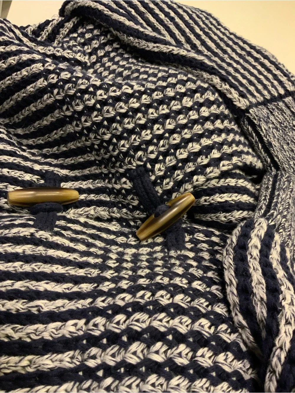 GAP Navy and White Teddy Toggle Cardigan Jacket